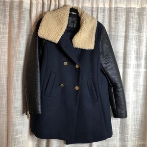 H&M Navy Blue Wool Coat
